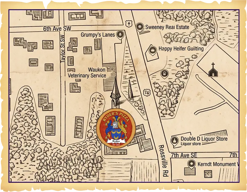 Map of Ryders Pizza Location